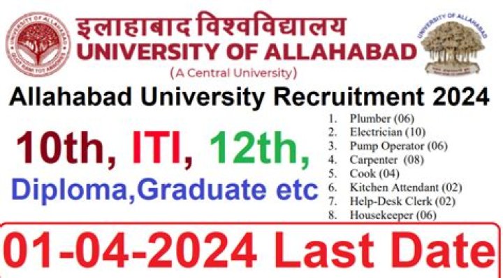 Allahabad University Non-Teaching Recruitment 2024: बम्पर भर्ती जारी, 10वीं पास जल्दी भरें फॉर्म